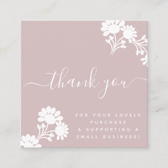 Pink Boutique Beauty Thank You Logo Script Square Business Card (Front)
