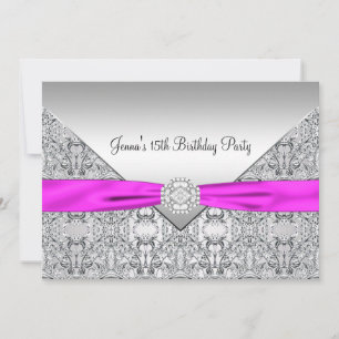Pink Bow 15th Quinceanera Birthday Party Invitatio Invitation
