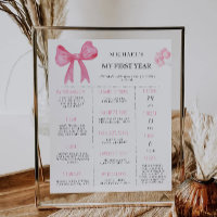 Pink Bow 1st Birthday Milestone Board