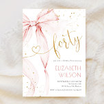 Pink Bow 40th Birthday Invitation<br><div class="desc">Pink Bow 40th birthday invitation. Modern feminine design in blush pink and gold. Features trendy watercolor coquette bow,  and heart script font "fifty". Perfect for an elegant style women's bday celebration. Personalize with your own details. Printed Zazzle invitations or instant download digital printable template.</div>