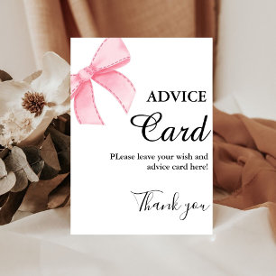 Pink Bow Advice bridal shower sign