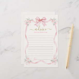 Pink Bow Advice for the Mum To Be card