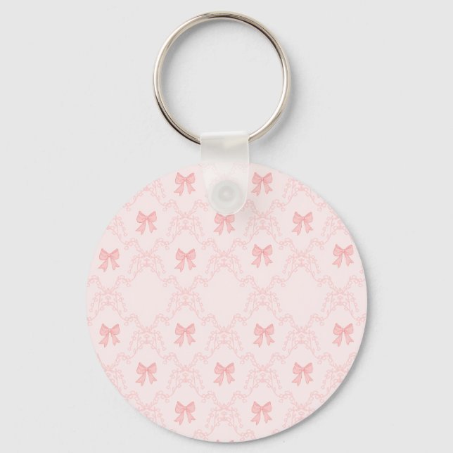 Pink Bow Aesthetic Notebook – Cute & Feminine Key Ring (Front)