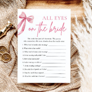 Pink Bow All Eyes On The Bride Bridal Shower Game  Invitation