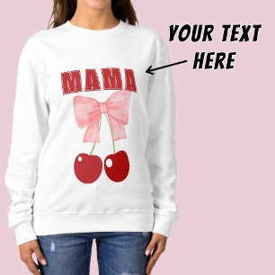 Pink Bow and Red Cherries, coquette style  Sweatshirt