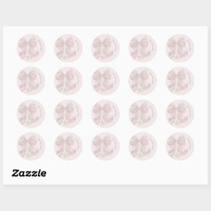 Pink Bow and Stripes Baby Shower  Classic Round Sticker