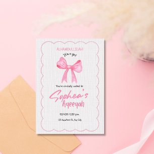 Pink Bow Aqeeqah invitation