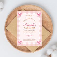Pink Bow Aqeeqah Islamic Baby Girl naming ceremony