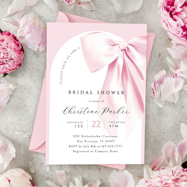 Pink Bow Arch Bridal Shower Invitation (Creator Uploaded)