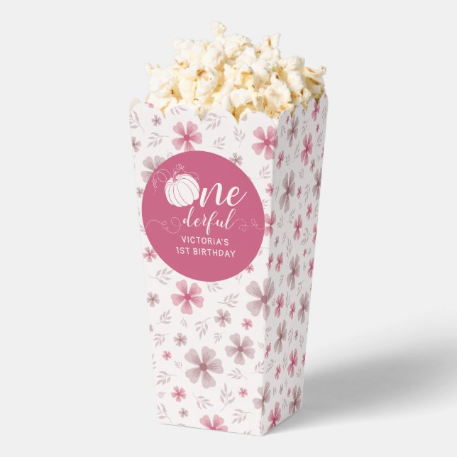 PINK BOW & ARCH FALL PUMPKIN FLOWERS BIRTHDAY FAVOUR BOX (Popped)