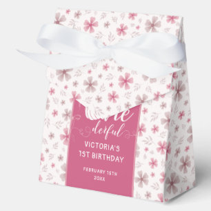 PINK BOW & ARCH FALL PUMPKIN FLOWERS BIRTHDAY FAVOUR BOX