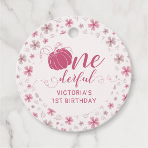 PINK BOW & ARCH FALL PUMPKIN FLOWERS BIRTHDAY FAVOUR TAGS