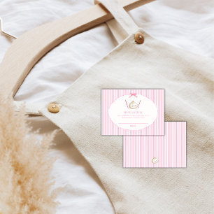 Pink Bow Asian Dumpling Diaper Raffle Baby Shower Enclosure Card