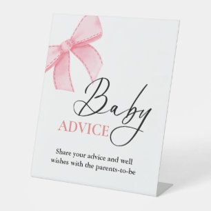 Pink Bow baby Advice baby shower Game sign