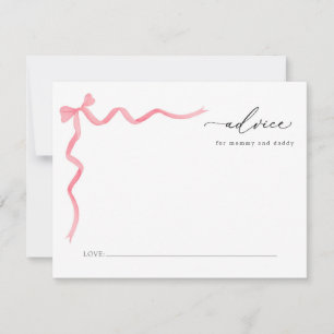 Pink Bow Baby Advice For Mommy and Daddy Card