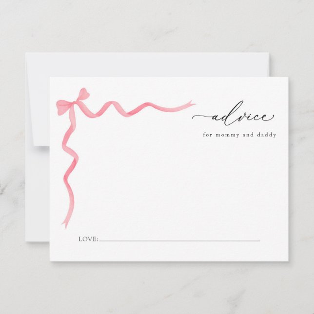 Pink Bow Baby Advice For Mummy and Daddy Card (Front)