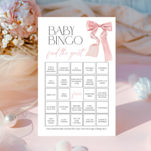 Pink Bow Baby Bingo Find the Guest Shower Game