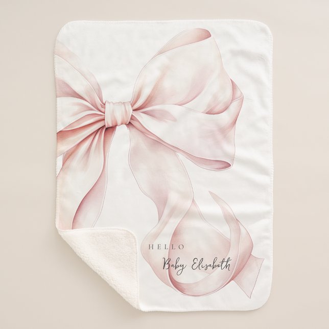 Pink Bow Baby Gift Sherpa Blanket (Creator Uploaded)