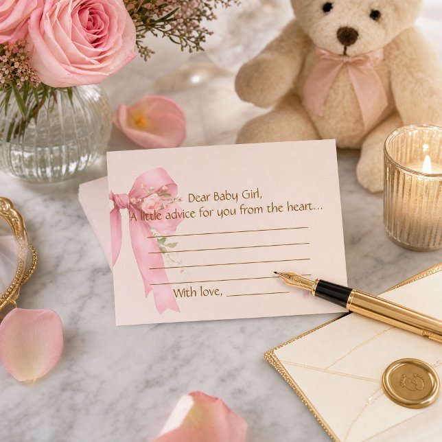 Pink Bow Baby Girl Advice Card (Creator Uploaded)