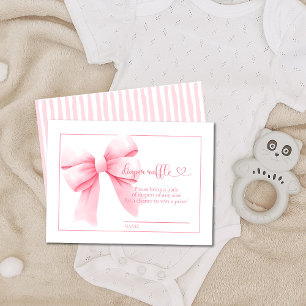 Pink Bow Baby Girl Diaper Raffle  Enclosure Card