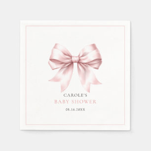 Pink Bow Baby Girl Elegant Baby Shower Napkins