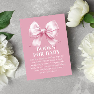 Pink Bow Baby Girl Elegant Books for Baby Enclosure Card