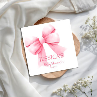 Pink Bow Baby Girl Shower Napkin