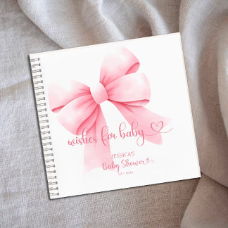 Pink Bow Baby Girl Shower Wishes for Baby Notebook