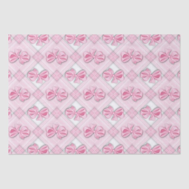 Pink bow baby girl tissue paper (Front)