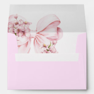 Pink Bow Baby in Bloom Coloured Envelope