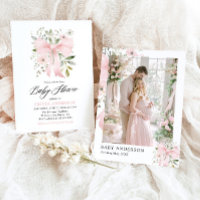 Pink Bow Baby in Bloom Floral Girl Baby Shower