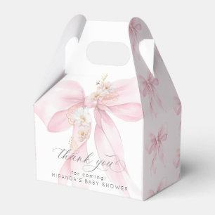 Pink Bow Baby in Bloom floral thank you Favour Box