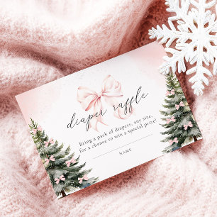 Pink Bow Baby It Cold Outside Baby Diaper Raffle Enclosure Card