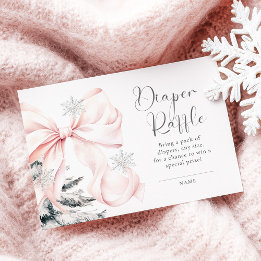 Pink Bow Baby It Cold Outside Baby Diaper Raffle  Enclosure Card