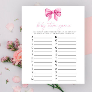 Pink bow - Baby Item Game. Baby Shower Game