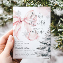 Pink Bow Baby It's Cold Outside Baby Shower 