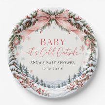 Pink Bow Baby It's Cold Outside Baby Shower