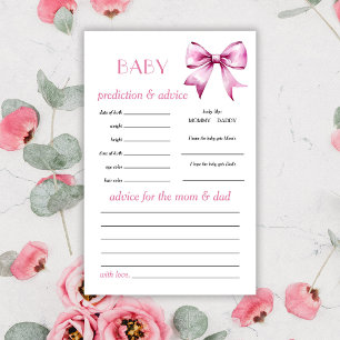 Pink Bow Baby Prediction and Advice Game Card