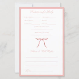 Pink Bow Baby Shower Advice & Predictions Game