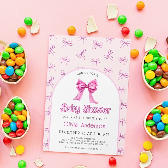 Pink Bow Baby Shower Arch Invitation (Creator Uploaded)