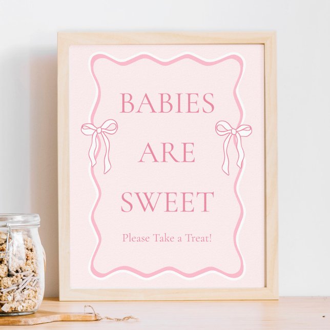 Pink Bow Baby Shower Babies are Sweet Favour Poster (Creator Uploaded)