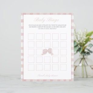 Pink bow baby shower bingo game