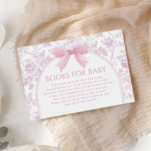 Pink Bow Baby Shower Book Request Enclosure Card