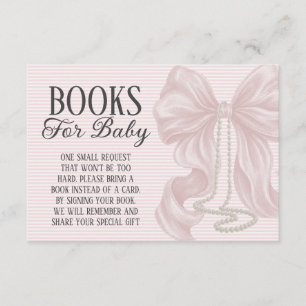 Pink Bow Baby Shower Books For Baby Enclosure Card