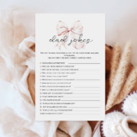Pink Bow Baby Shower Dad Jokes Activity Games