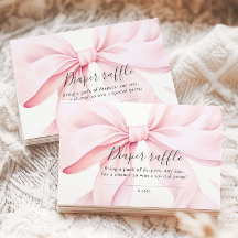 Pink Bow Baby Shower Diaper Raffle