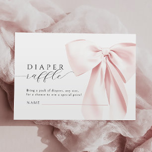 Pink Bow Baby Shower Diaper Raffle  Enclosure Card