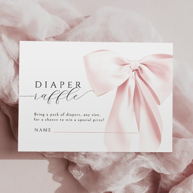 Pink Bow Baby Shower Diaper Raffle  Enclosure Card (Creator Uploaded)