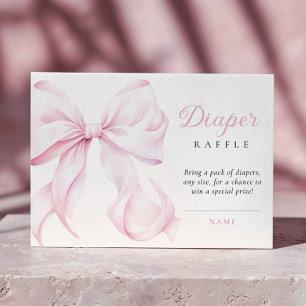 Pink Bow Baby Shower Diaper Raffle Enclosure Card