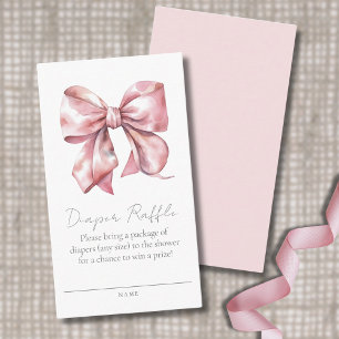 Pink Bow Baby Shower Diaper Raffle Enclosure Card